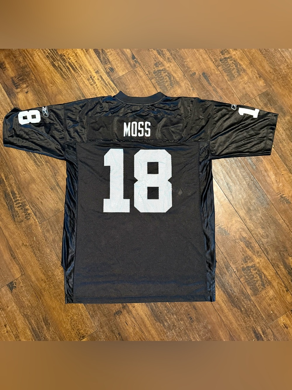 Randy Moss Jersey Mens XL Black Oakland Raiders NFL Football Reebok #18 Y2K